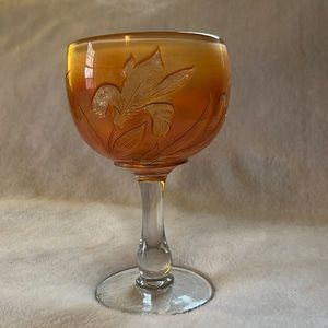Carnival glass goblet
